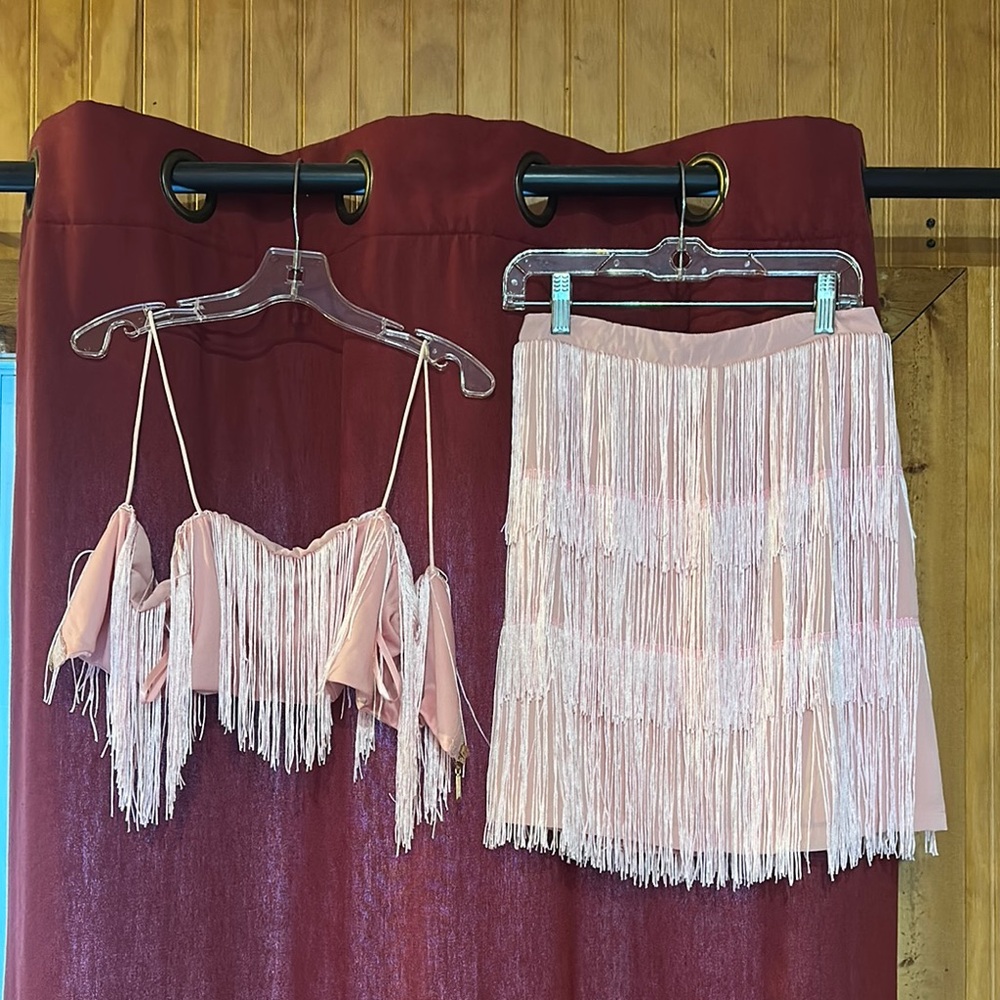 Elegant Pink Fringe Skirt